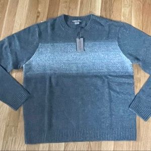 Amicale Mens Pullover Sweater Gray Stripe Marled Crew Neck Wool Blend L New